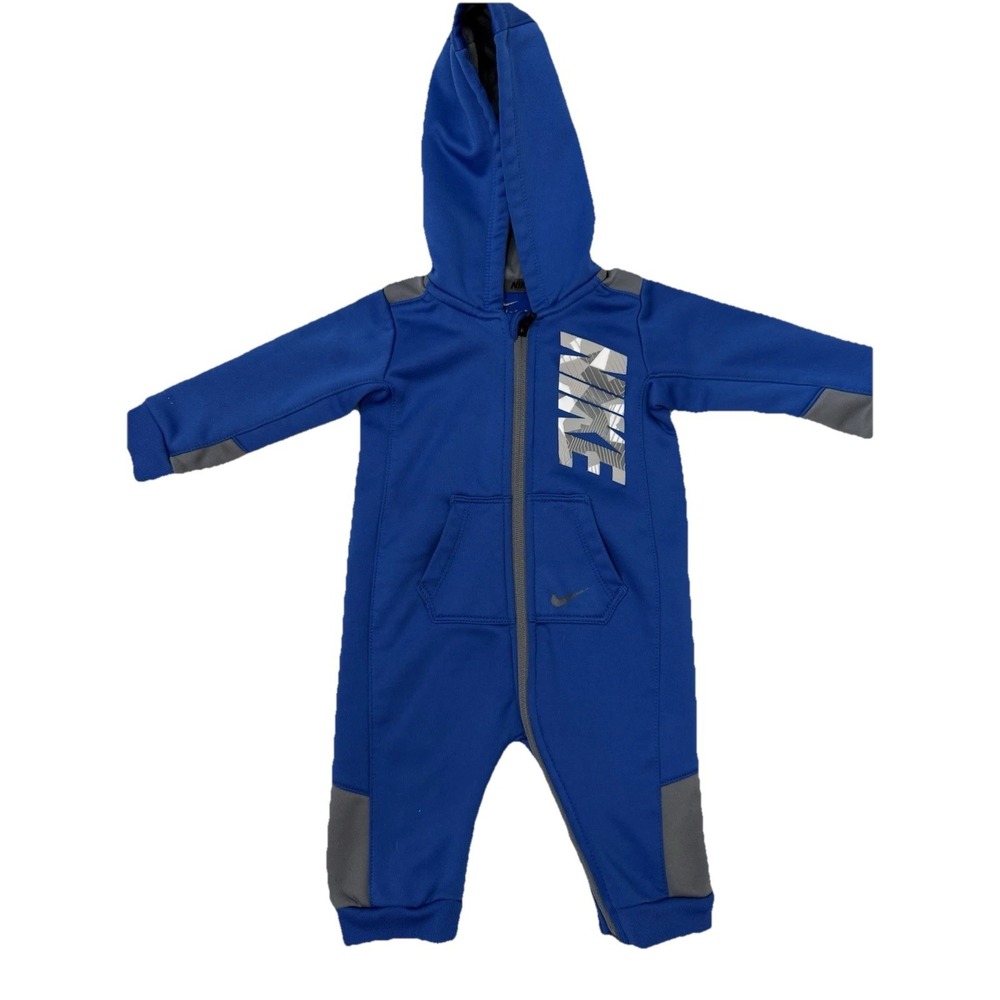 Nike Baby Boys Blue Hooded One Peice Size 6-9 Months 100% Polyester Body Jacket